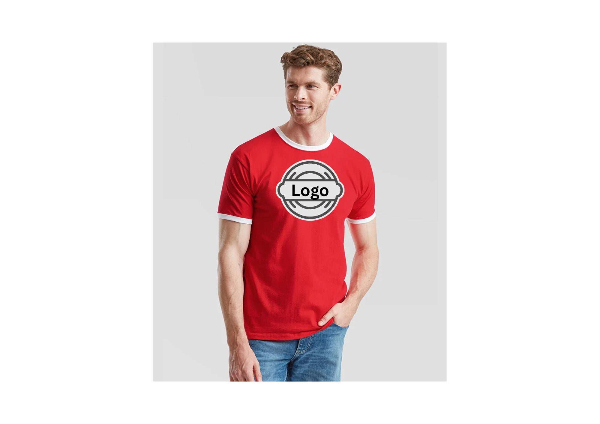 World cup colours Fruit of the Loom Contrast Ringer T-Shirt personalised
